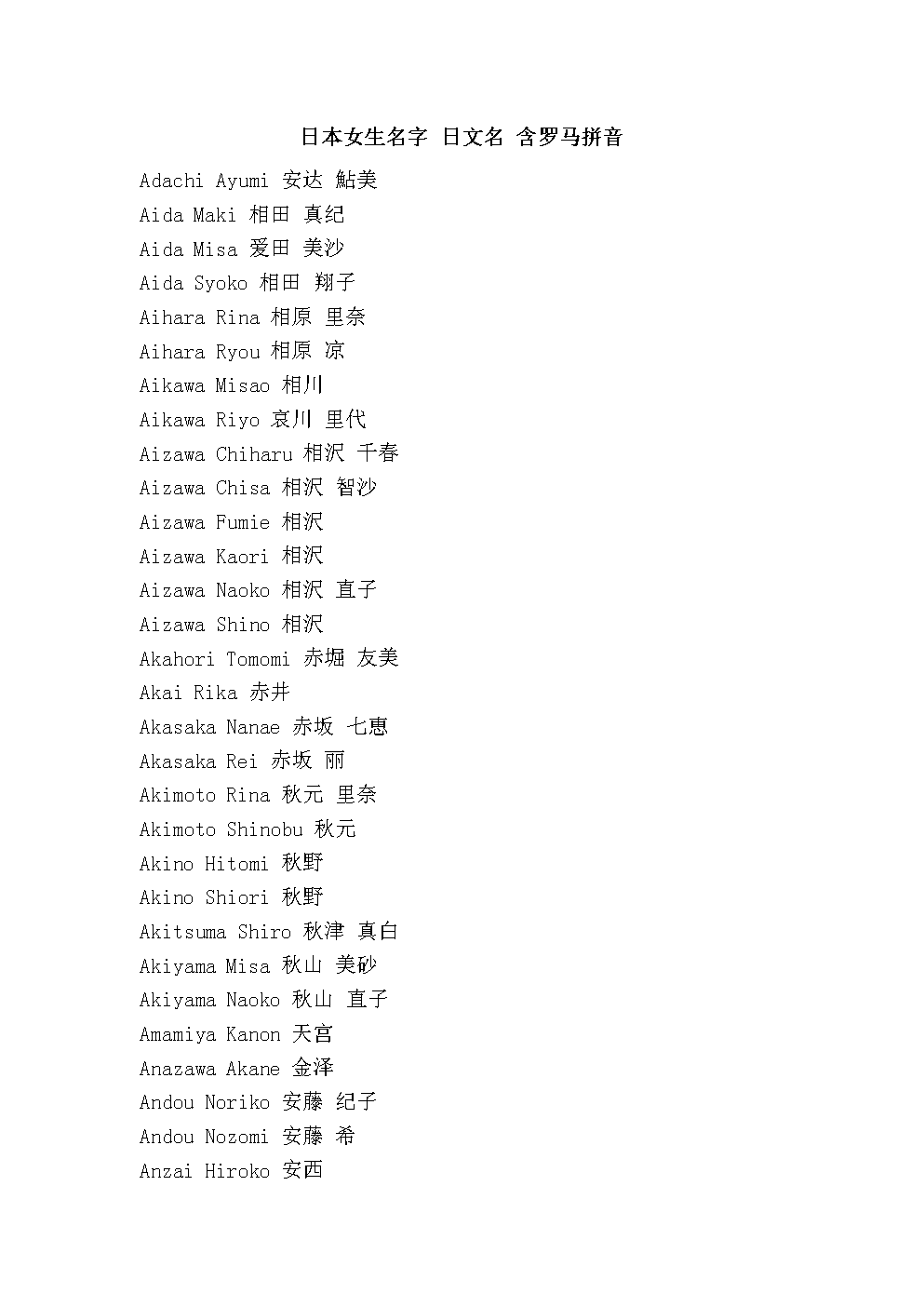 日本古风女孩名字推荐