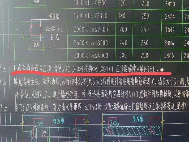 3. 超大窗台压顶伸入墙体长度图