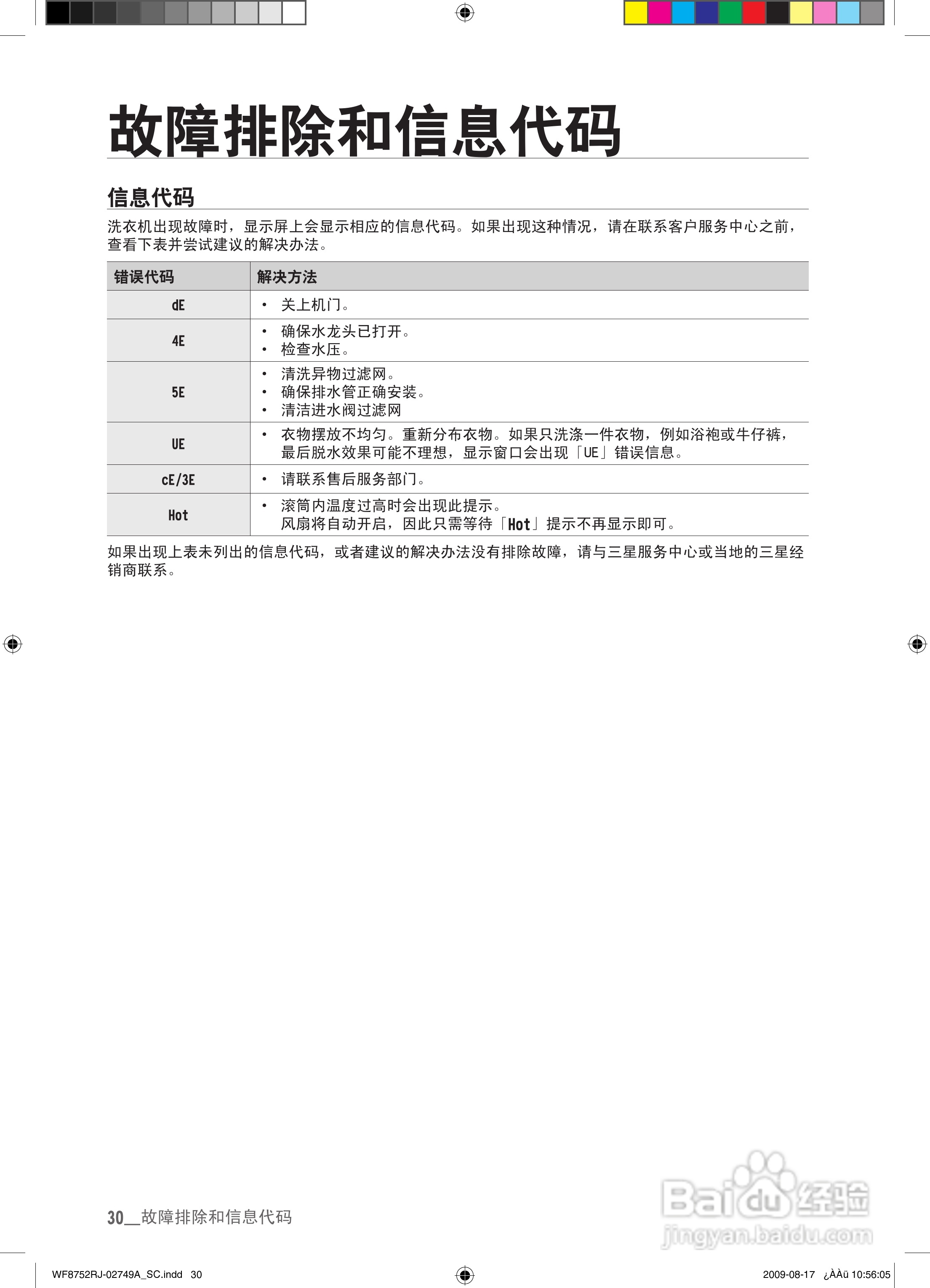 1. 洗衣机不工作