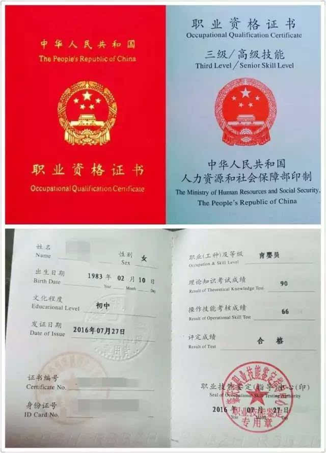 育婴师证书模板下载