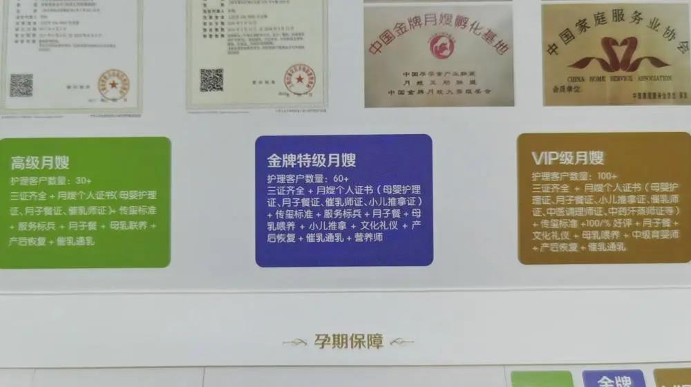 月嫂级别分类