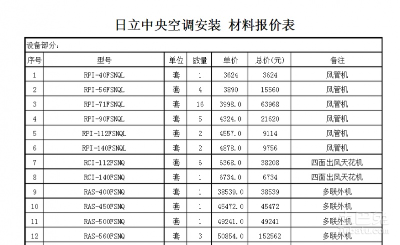 空调价格表