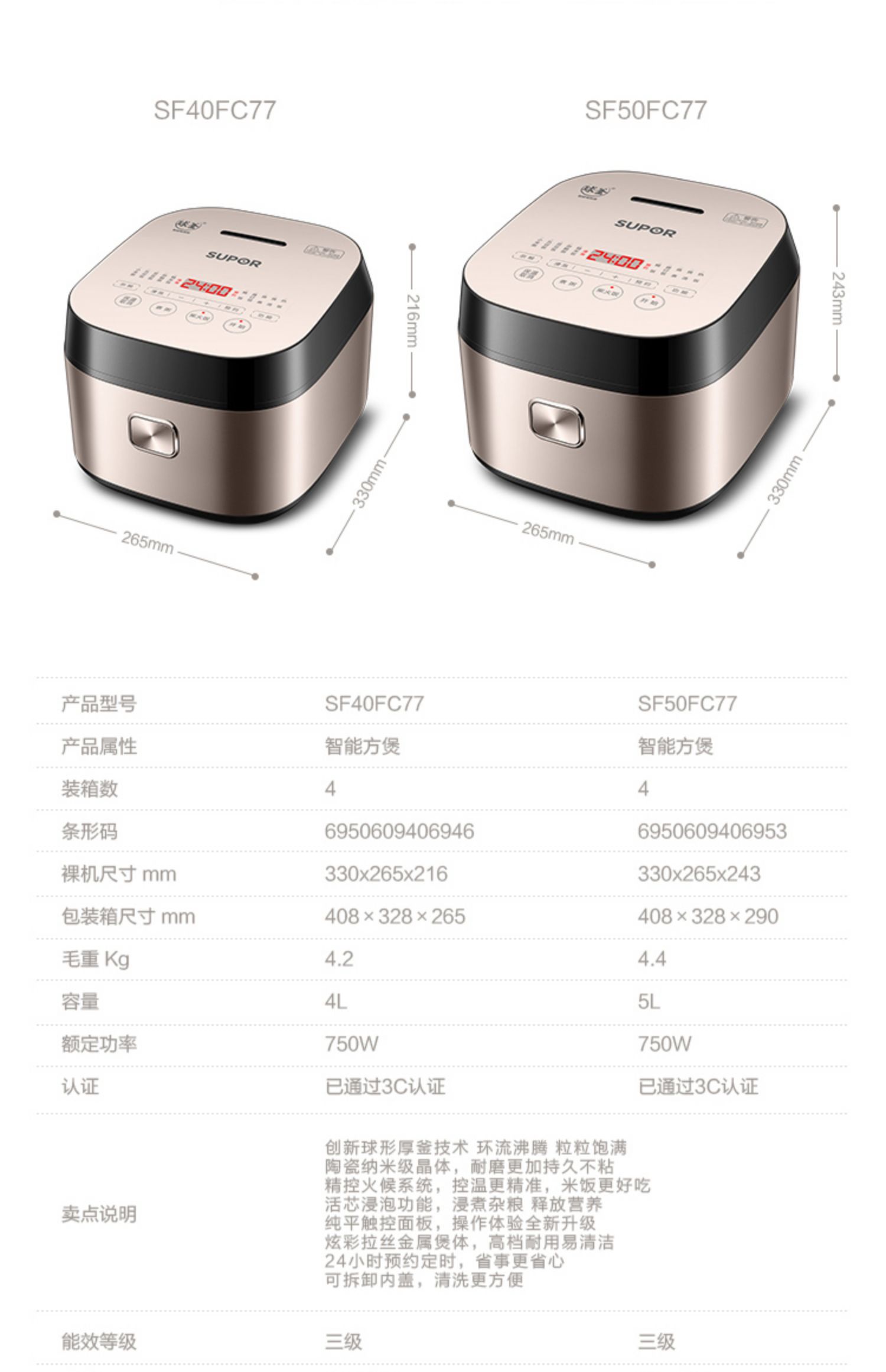 2. 苏泊尔电饭煲型号B