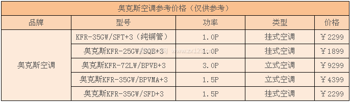 奥克斯空调维修价格