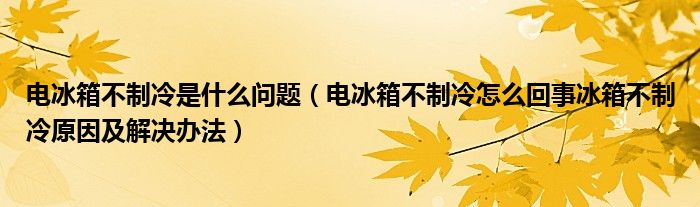 原因二：制冷系统问题