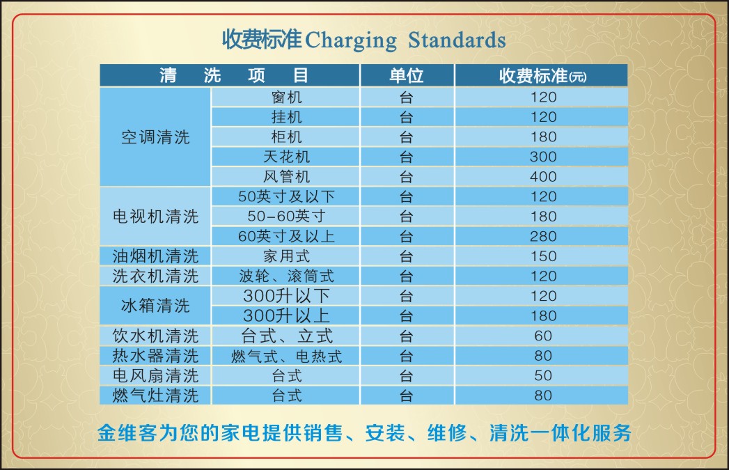 家电清洗服务价格