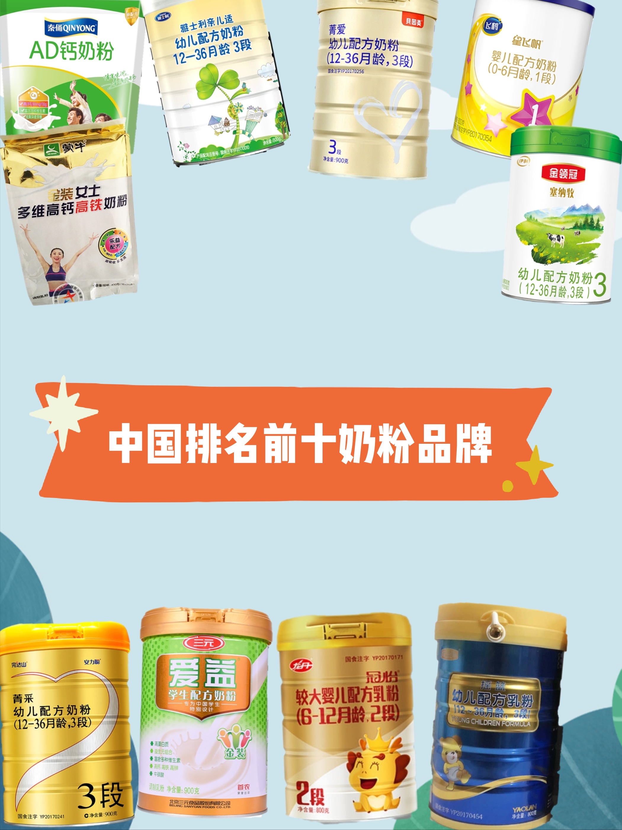 中国十大品牌奶粉排名